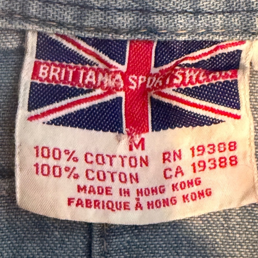 Vintage Brittania Sportswear Denim Jacket Light Wash Quilted Grid Pattern Mens M - Picture 3 of 7